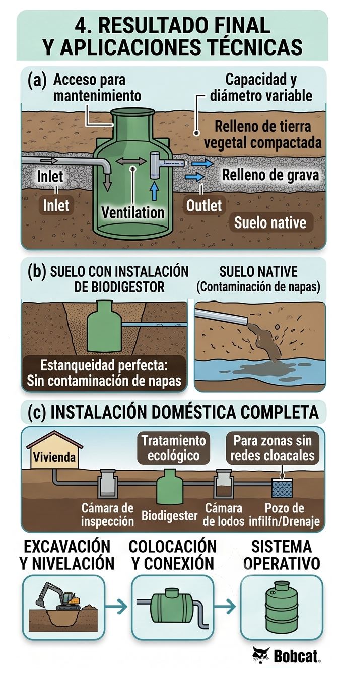 Montaje de biodigestor en zanja