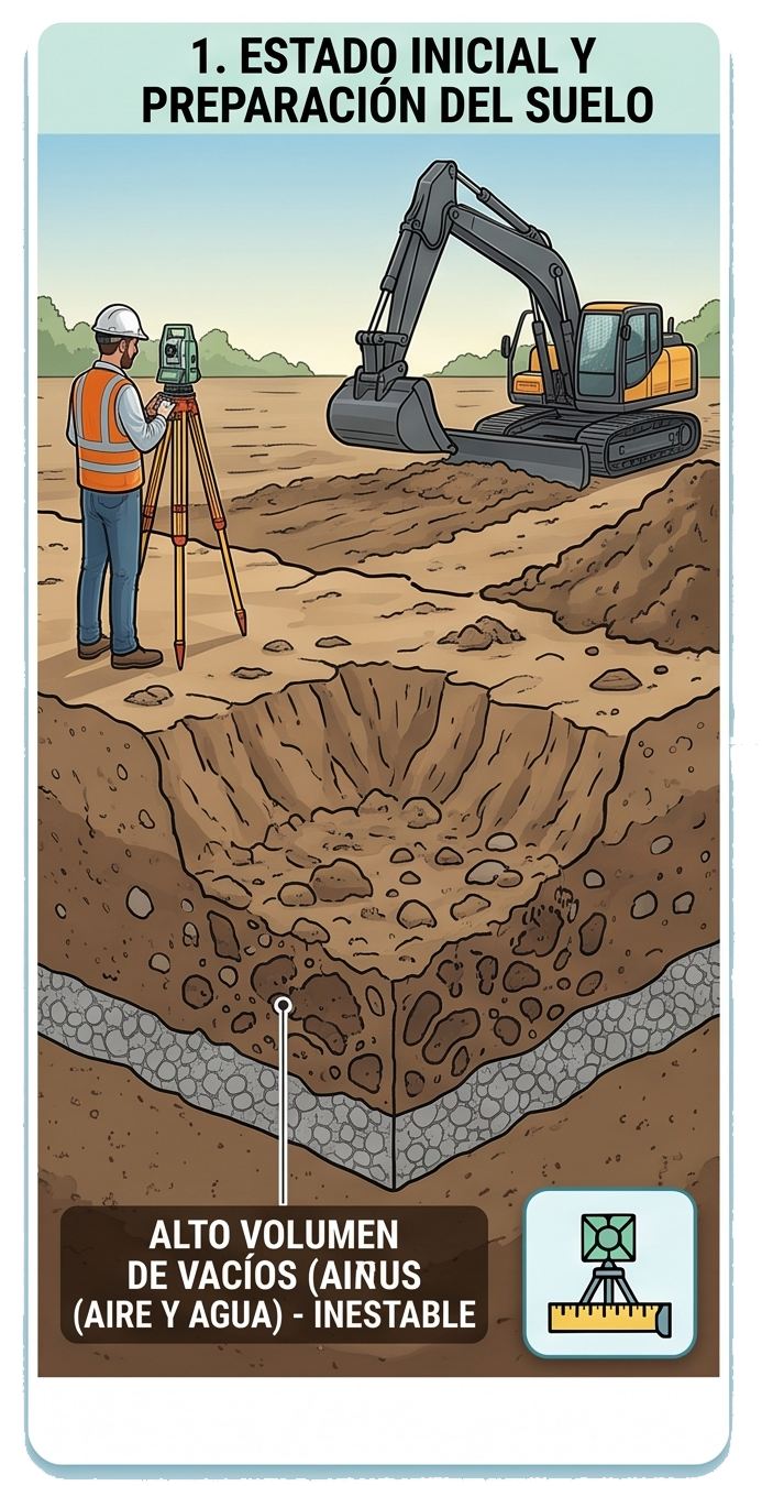 Compactación de suelos con rodillo vibratorio
