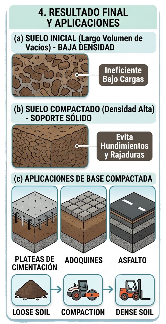 Compactador vibratorio en obra