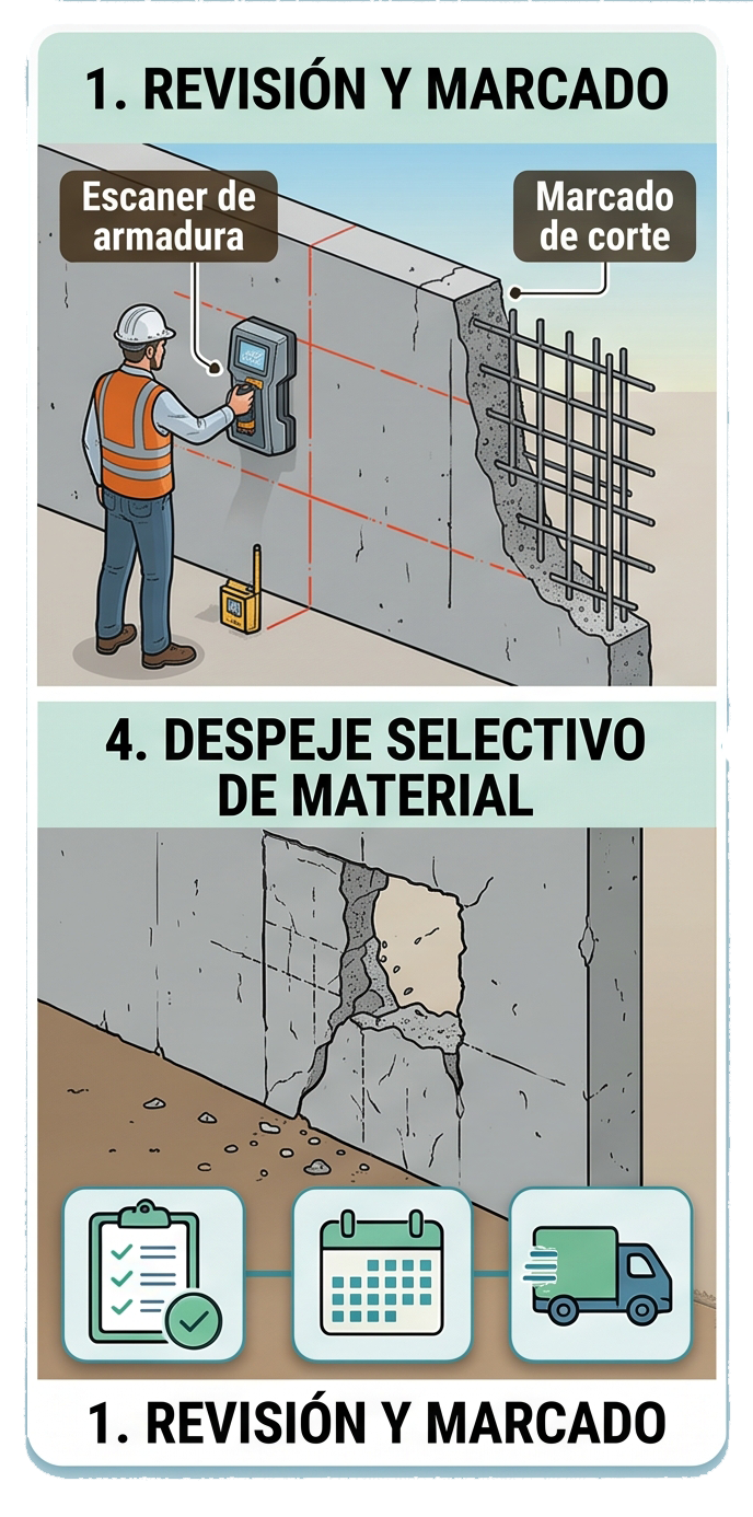 Corte diamantino de losa de hormigón
