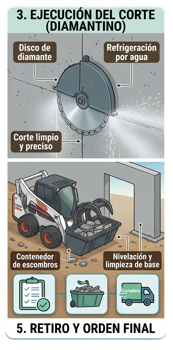 Despeje tras corte diamantino