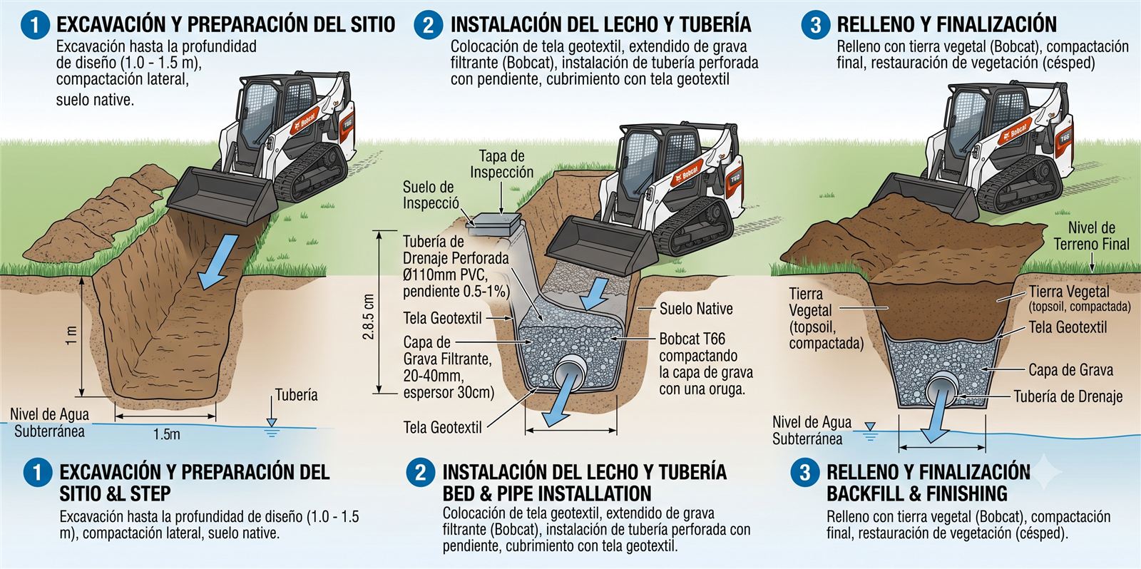 Preparación de lechos de infiltración