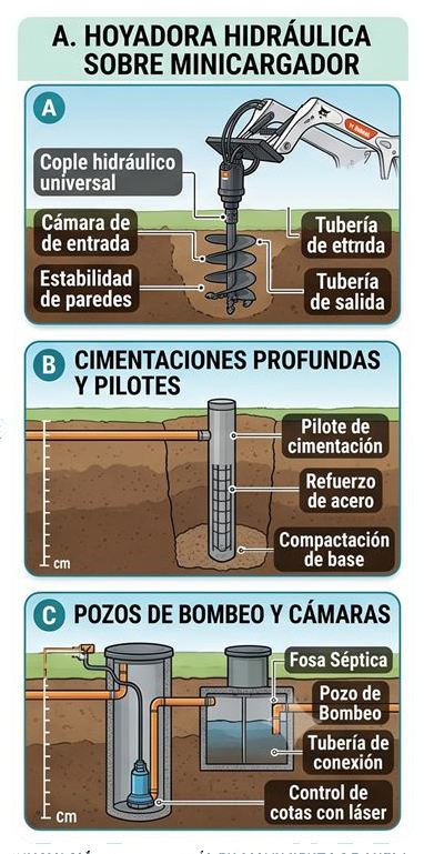 Preparación de pozos con maquinaria