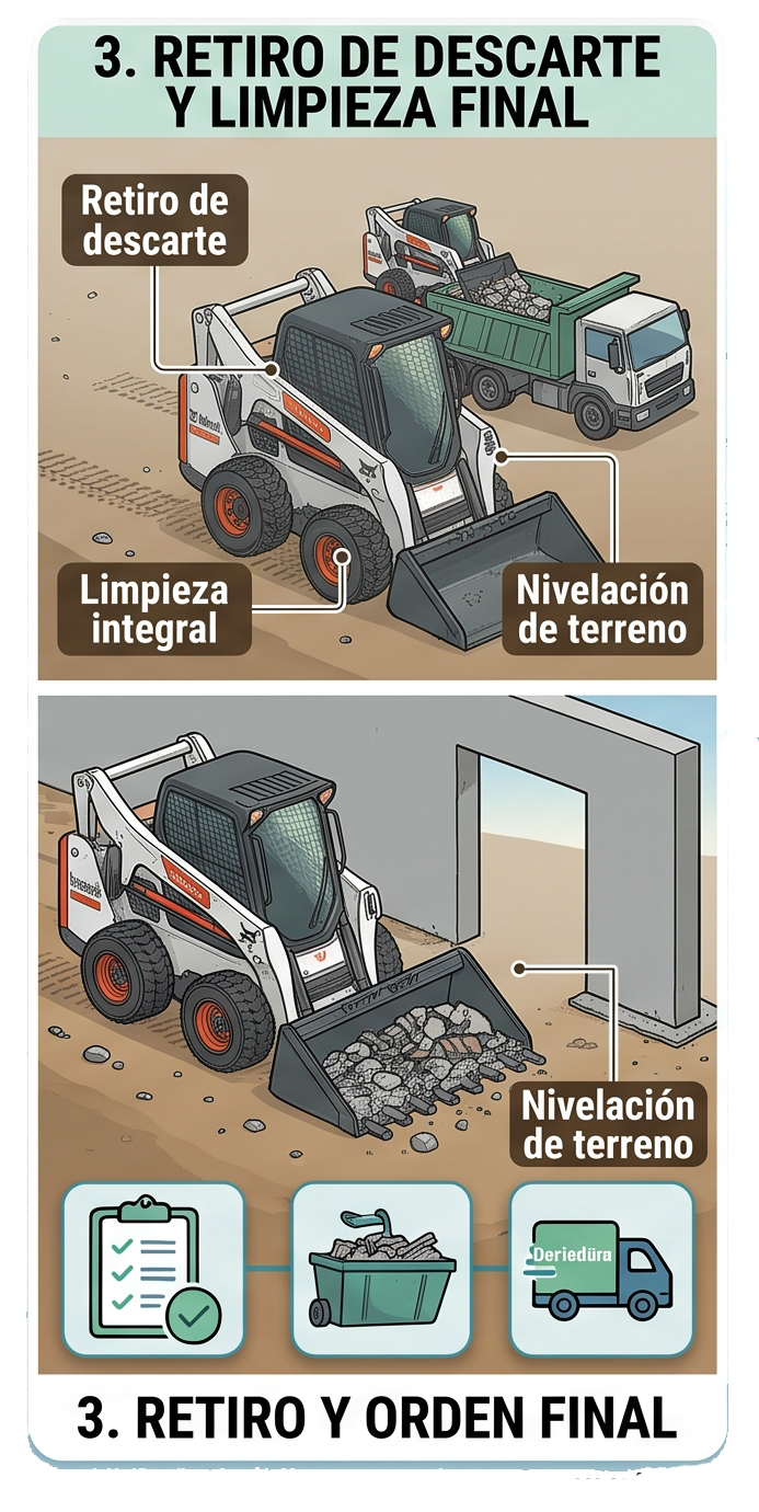 Retiro de escombros con minicargador